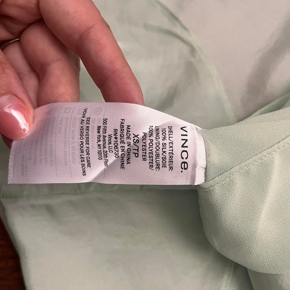 Vince Silk Midi Skirt Pastel Mint Green Women XS Minimalist Quiet Luxury Classic - Picture 6 of 6